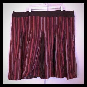 24W Plus Size Skirt Brown Red Gold striped Flare